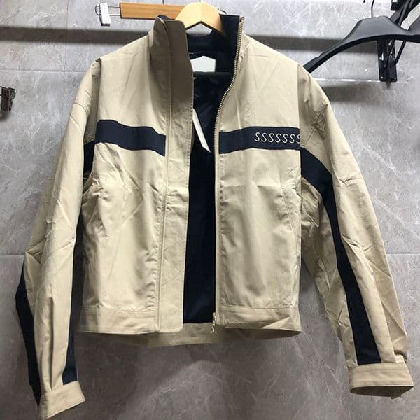 Women Zip Up Khaki Jacket Designer Letter Embroidered Stand Collar Sporty Outerwear Spring Summer Travel Vacation Chic Jackets
