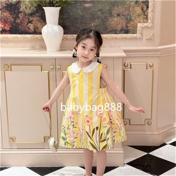 Baby Girl dress Spring Summer Children's jacquard short sleeve dress lapel girl skirt Children's party dress clothing size 90cm-160cm AA9