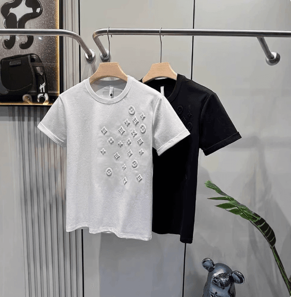 Summer men's T-shirt trend simple new short sleeved T-shirt men's half sleeved top casual jacquard T-shirt
