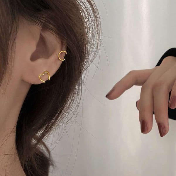 Minimalist Small Heart Cuff No Piercing Women Ins Cool Style Personality Internet Celebrity Design Clip Ear Jewelry