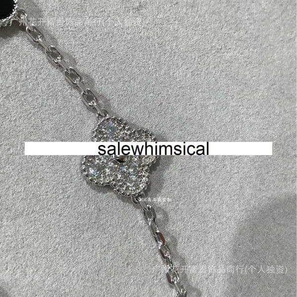 Elegant Four-Leaf Clover Charm Bracelet Necklace - Gold Plated Chain with Sparkling Crystal Accents - Handmade Cuff Bracelet Luxury Jewelry 8E76