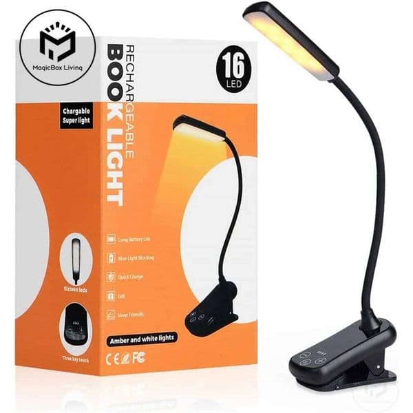 16 LED Usb Rechargeable 180 Adjustable Clip on Reading Lights Dimming Book Eye-friendly Night Light Desk Lamp 26L0327