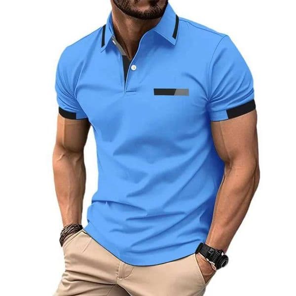 Mens Summer Casual Polo Shirt Contrast Trim Short Slve Shirt Business Fashion Top S26326