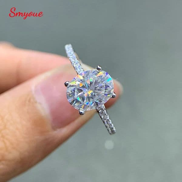 Smyoue Oval Cut 1CT 2CT 3CT D Color Rings for Women Lab Diamond Wedding Promise Band S925 Sterling Silver Jewelry 260325