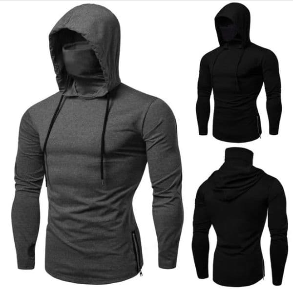 2026 Mens Spring Autumn Gym Thin Hoodie with Mask Casual Splice Large Mask Hooded Sweatshirt for Cycling motorcycle And Fitness 260327BJ