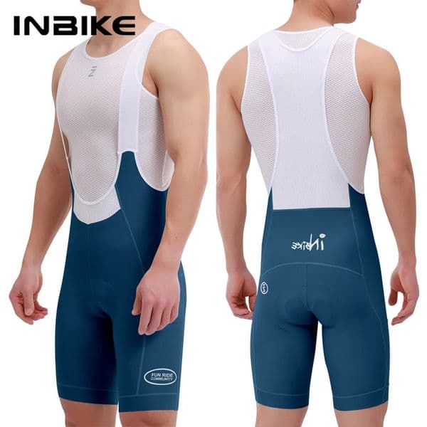 INBIKE Mens Cycling Bib Shorts High Waist Breathable with Padded for Road Bike Spring Summer Cycling Clothing Man with Pockets 260324BJ
