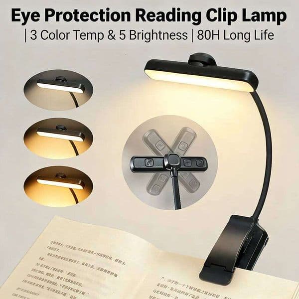 Amber Book No Blue Light Eye Protection Reading Ra 86 High CRI Rechargeable Bedside Clip Lamp for E-Reader iPad 26L0327