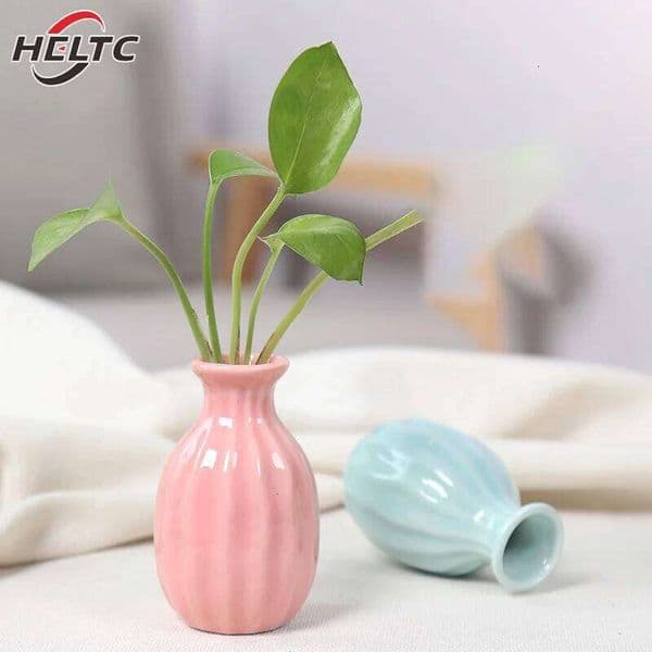 Ins Ceramics Nordic Hydroponics Vases Creative Room Decor Mini Flower Plant Bottle Pots Table Ornament Colorful Vase 26Y0327