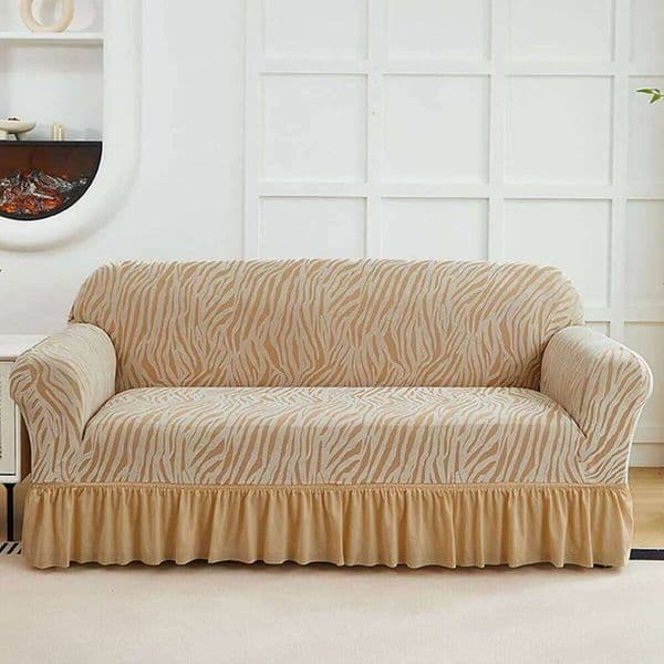 1pc Elastic Fitted Slipcover Cationic Sofacouch Protector with Skirt Machine Washable Sofa Cover for Living Room Home Decor 26L0327