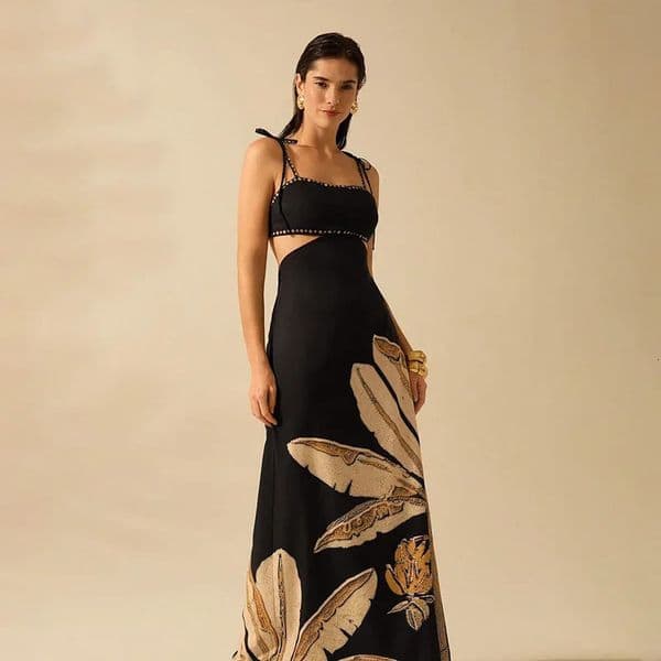 Chic Printed Backless Halter Dress Lace Up Slimming Maxi Dresses High Waist Party Robes Lady Vacation Party Clothing 260326
