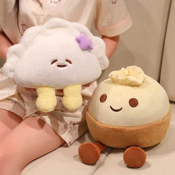 Cartoon Dumpling Bao Plush Pillow - Soft Stuffed Steam Bun Soft Toy Kawaii Chinese Food Plush for Home Room Decor s Gifts R251210