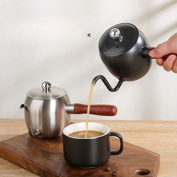 304 Stainless Steel Handbrewed Coffee Pot Japanesestyle Wooden Handle with Lid Driptype Slender Kettle Appliance 260320