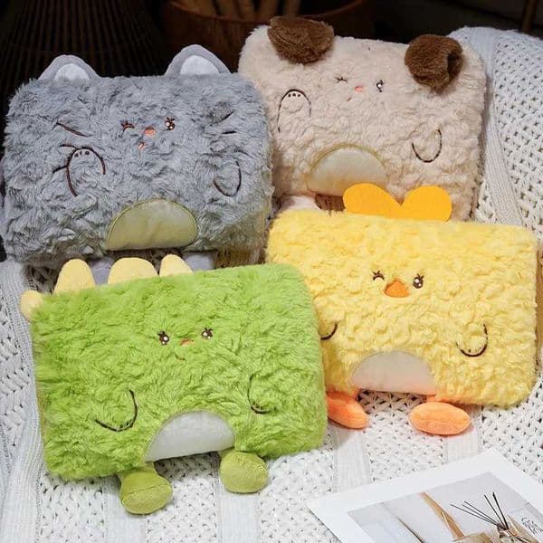 Cartoon Rabbit Fur Warm Hand Cover Plush Kawaii Animal Doll Dog Cat Chicken Toy Dinosaur Soft Gift For s R251210