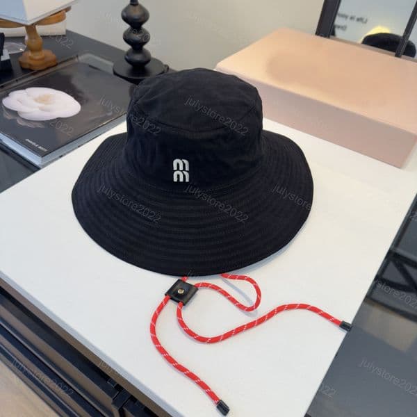 Designer Bucket Hats Drill Cowboy Hats for Mens Women Foldable Wide Brim Visitor Denim Fitted Flanging Beach Caps with Rope Blue Fisherman Mens Sunhat Cap Summer