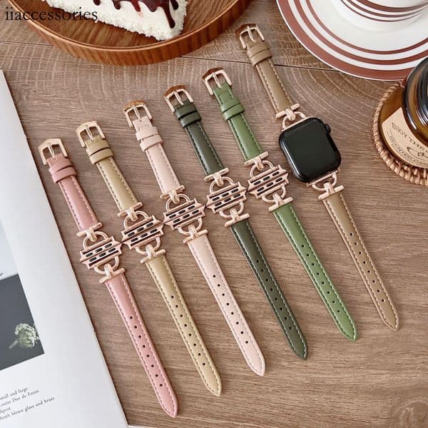 Watch band Suitable for women metal and leather pattern magnetic buckle matte fashion slim leather D-buckle soft women's strap
