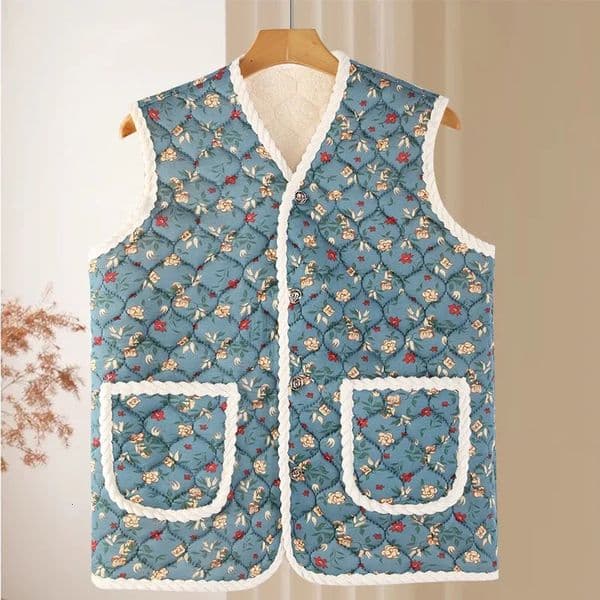 2025 Winter Floral Kimchi Vest Quilted Womens Ethnic Style Printing Thermal 260326