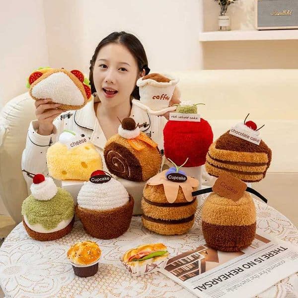 Afternoon Tea Series Plush Biscuit Red Velvet Cake Doll Cherry Leaf Cake Toy Dessert Chocolate Gift Soft For Children R251210