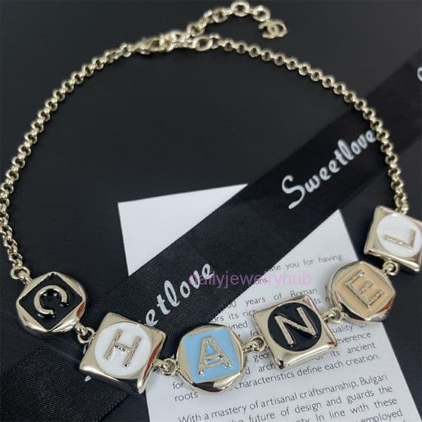 designer chaneely earrings 26C Vacation Colorful Enamel Necklace Sweater Chain Fashionable Sweater Chain cc earring