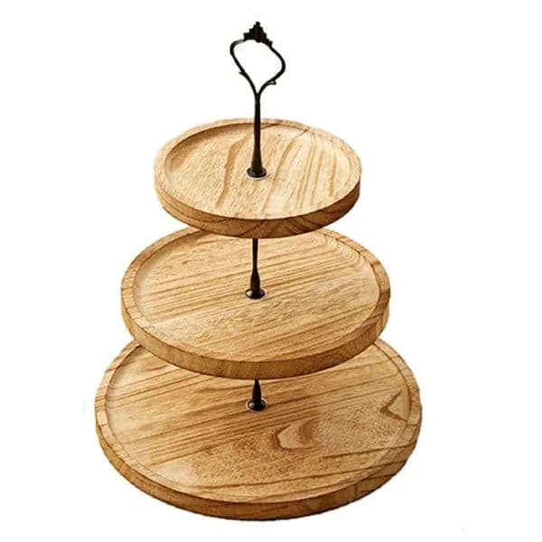 2/3-Layer Wooden Cupcake Stand Decorative Sturdy Cake Serving Tray Widely Use Detachable Dessert Display Rack Dried Fruit 260324