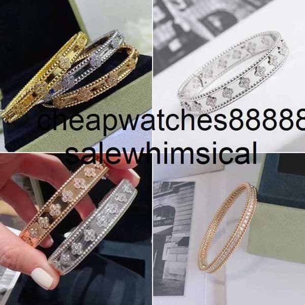 Original 1to1 brand designer jewellery Kaleidoscope Bracelet Sterling Silver Plated 18k Gold Bead Edge Narrow Edition Clover Bracelet High end Full Sky Star Open Br