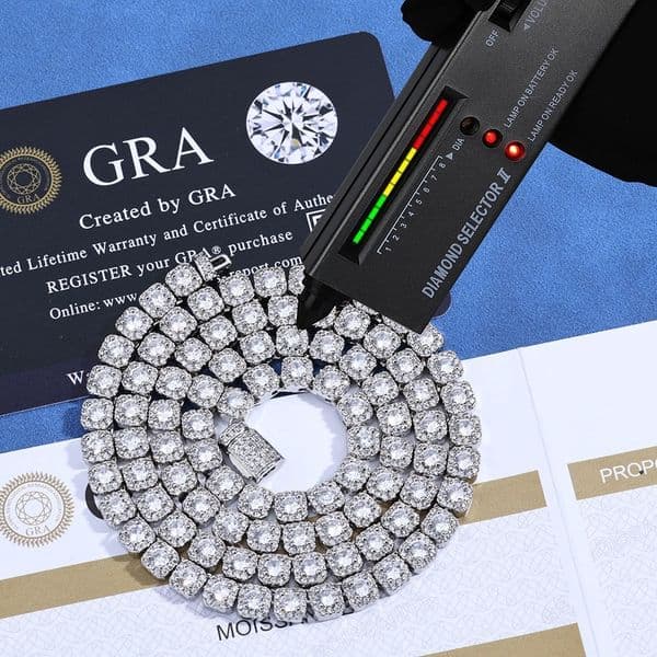 Customized European and American Hip-Hop Men's 5MM 925 Silver Moissanite Tennis Chain Fashion Brand Diamond Necklace Wholesale