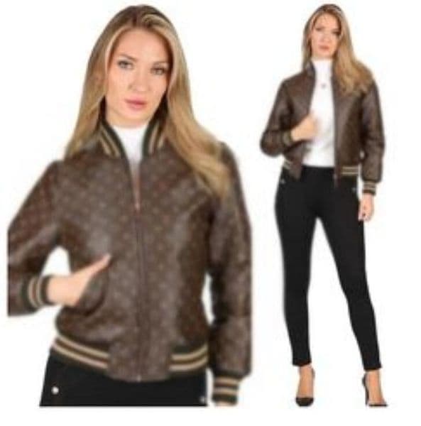 Leather Jacket Women printed Stand Collar Zipper Outwear Motorcycle Coats Lady Casual Short Baseball Uniform Jackets