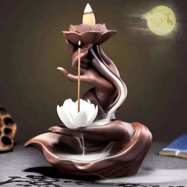 Creative Ceramic Purple Sand Burner Zen Buddhist Hand Backflow Censer Lotus Dragon Shape Incense Stove Home Decorations 26L0328