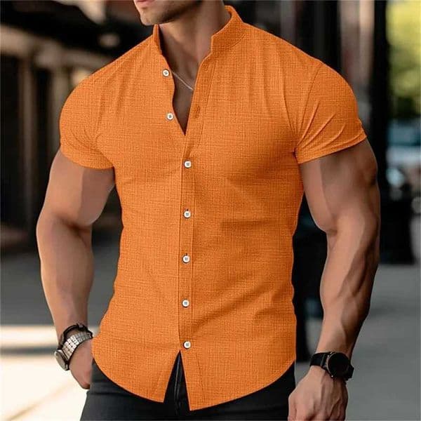2024 Mens Short Slve Linen Shirt Hawaii Beach Fashion Breathable Lightweight Top Blue White Black Plus Size L260328