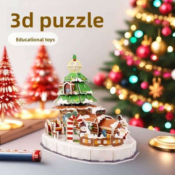 Bestseller Christmas 3D Paper Puzzle,3D Building Model,Glue-Free Interlocking Design,Immersive Assembly Experience,Stress Relief