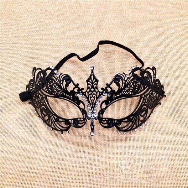 Venetian Halloween Half Face Handmade Vintage Black Lace Metal Hollowed-out Elastic Bands Masquerade Princess Mask 26H0328