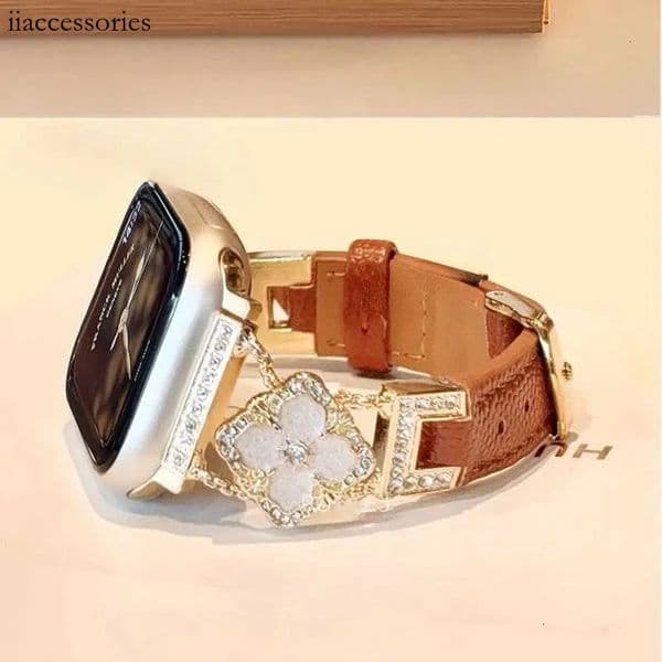 Watch Band Five Flower Leather Watch Band Handmade Strap 38mm 40mm 41mm 42mm 44mm 45mm 49mm