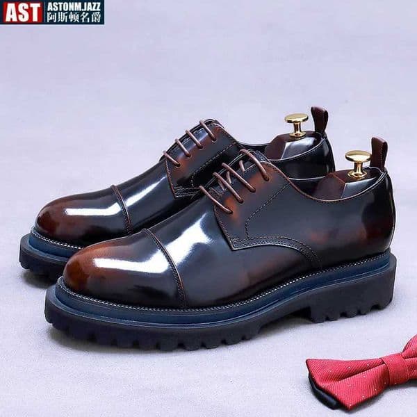 Patent Leather Mens Business Derby Shoes Handmade Genuine Leather Fashion Designer Platform Wedding Dress Shoes Man K260328