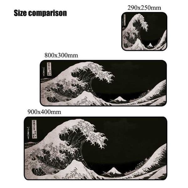 The Great Wave Off Kanagawa Black Gaming Mouse Pad Cushions Non-slip Pad on The Table Carpet Gamepad Desk Gadget Mouse Mat S26327{category}