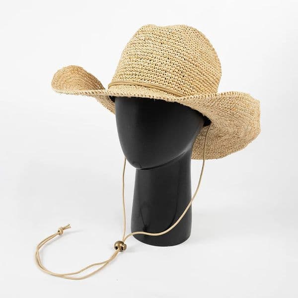 Trendy Handmade Crochet Raffia Straw Denim Hat with Adjustable Strap for Outdoor Sun Protection Casual Summer Fashion Sun Hat 260323