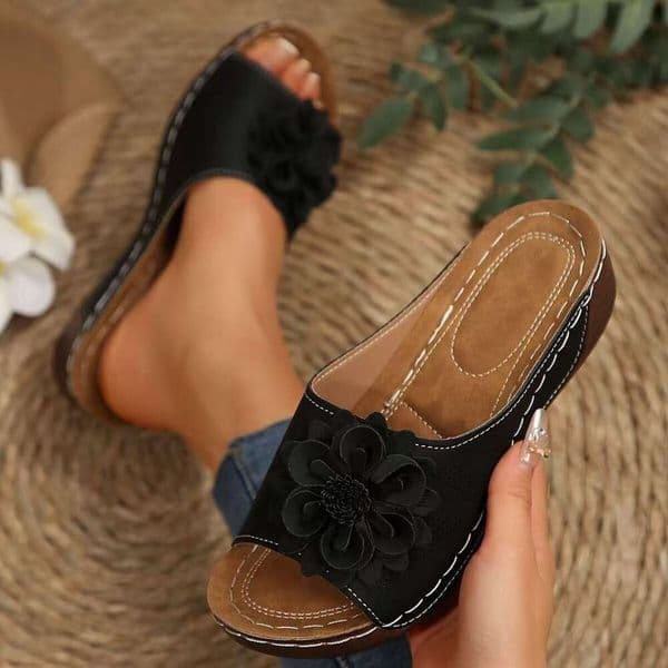 Foreign Trade Plus-size Women's Shoes 2025 Spring-summer New Model Designer Sandals Slippers Cross-border Wedge Heel Thick-soled Peep-toe Slippers For Outdoor