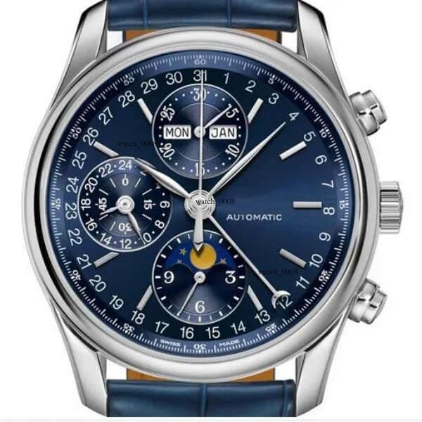 Mens Watches Mechanical: Automatic Timepiece with Blue Dial and Genuine Leather Strap - Sophisticated Design for Daily Wear
