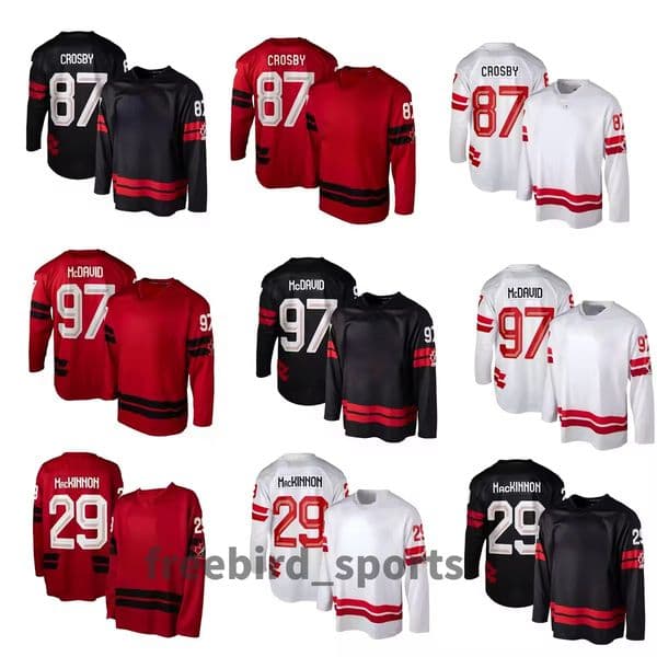 Team Canada 29 Nathan MacKinnon 97 Connor McDavid 8 Cale Makar 87 Cro-sby 21 Point 13 Reinhart Stitched Ice Hockey Jersey Breathable