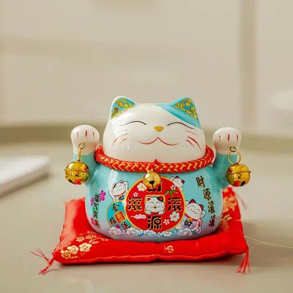 Maneki Neko Figurine Feng Shui Fortune Lucky Cat 45in Cute Wealth Cat Figurine Maneki Neko Feng Shui Fortune Creative Ceramics 260325