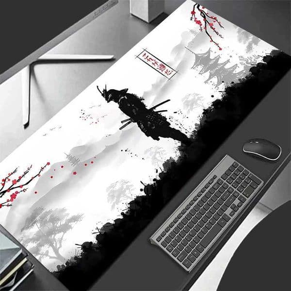Samurai Warrior Mouse Pad Black Mousepad Gamer Computer Accessories Keyboard Table Mat Company Gaming Laptop Desk Accessory Pc S26327