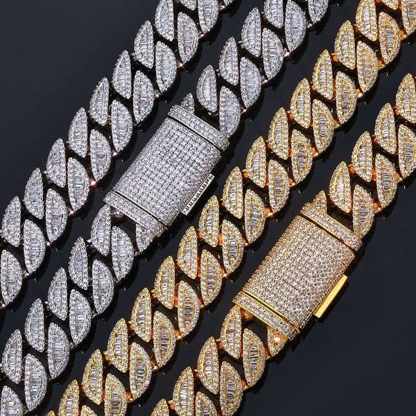 Jewelry Hip Hop 20mm Mixed Inlaid VVS Moissanite Cuban Chain Full Diamond Necklace Trendy Jewelry Men's Bracelet Customization