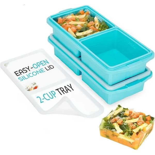 Silicone Freezer Tray With LidSoup Container molds Large Ice Cube For freezing soup sauces DishwasherSafe 260312