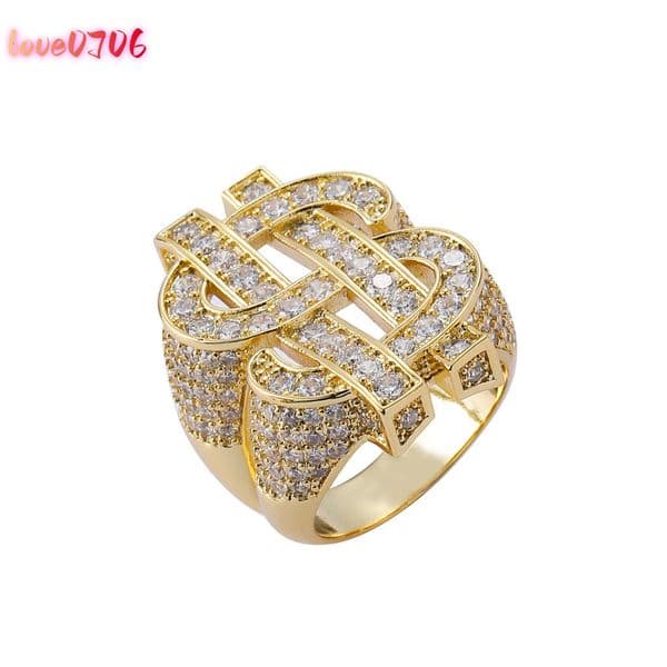 BES New Hip Hop Silver and Gold 925 silver VVS Moissanite Horus Dollar Ring Vintage Men Jewelry Rings