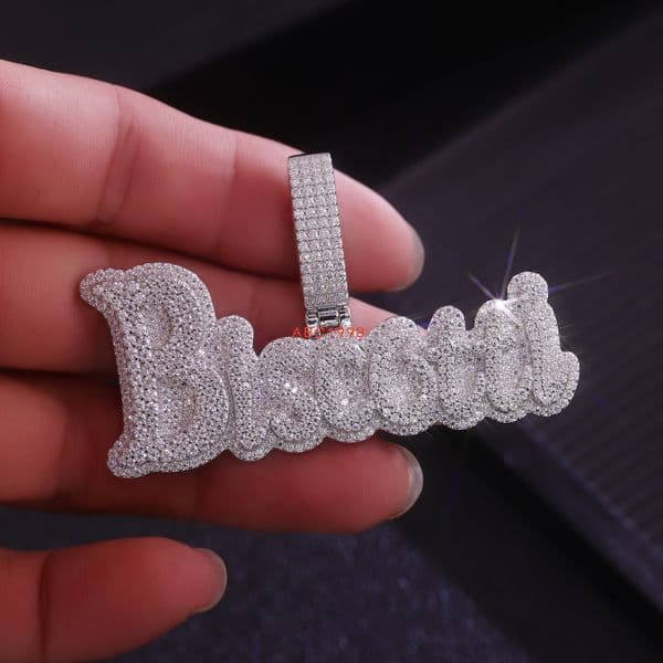 Fine Jewelry Pendant 925 Silver Moissanite Diamond Hiphop Men and Womens Party White Gold Plated Customized Name Letter Pendant