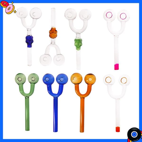 Thick heady 5.5inch Skull Shaped Double Head Glass Oil Burner Pipe Portable Y shape hand straw pipes 30mm Bowl Smoking Accessories