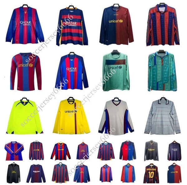 05 06 07 08 09 10 11 barcelona soccer Jerseys Champions Long Sleeve RONALDINHO League Signed Version Neymar jr RONALDO A.iniesta Xavi Camiseta De Futbol