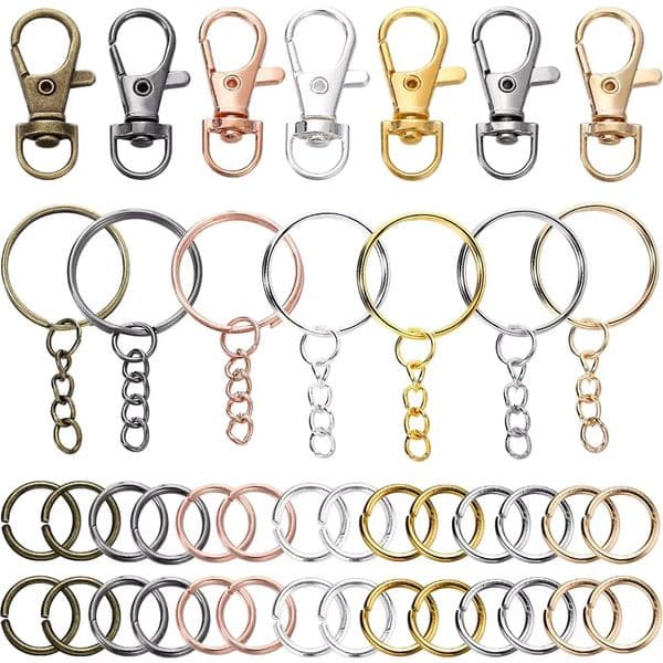 70PcsSet Swivel Snap Hook and Key Rings with Chain Jump Connectors for DIY Keychain Lanyard Jewelry Making Supplies 260318