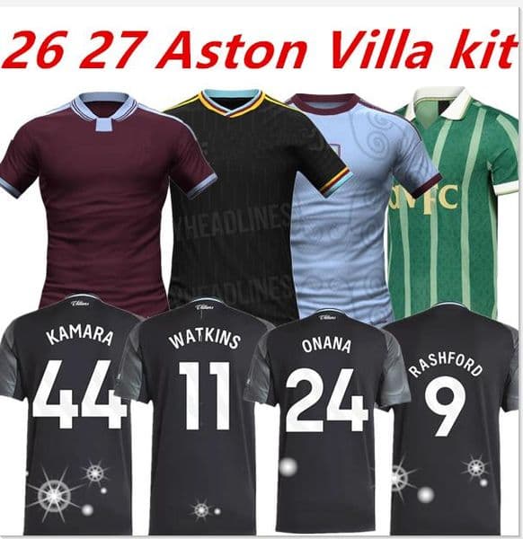 XXXL Mens top 26 27 Aston goalkeeper BAILEY MALEN soccer jersey home away third 2025 2026 villa McGINN ONANA WATKINS KONSA MARTINEZ Men kit