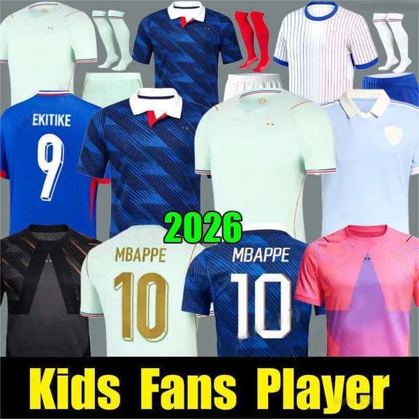 2026 World Cup french soccer jerseys MBAPPE 26 27 francia THAUVIN BARCOLA OLISE EKITIKE KANTE Maillot enfants Football shirts equipement de foot Men kids kit
