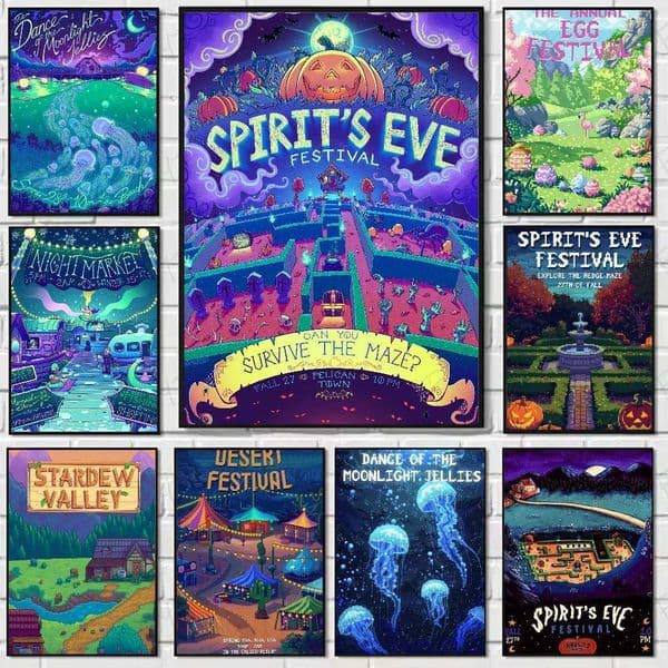 Popular Pretty Video Game Stardew Poster High Quality Wall Art for Home Office Bedroom Living Room Hallway Bar Perfect Gift Idea X260328