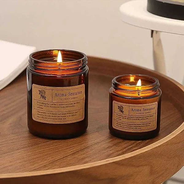 1pcs Brown Glass Cup Aromatherapy Candle Smokeless scented candle Suitable for Home Decoration Birthday Valentines Day GiftT260318